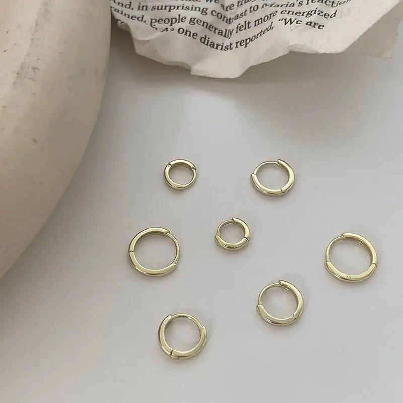 Real 925 Sterling Silver Minimalist Bohemian Round Earring for Women Hoop Earring Jewelry Accessories