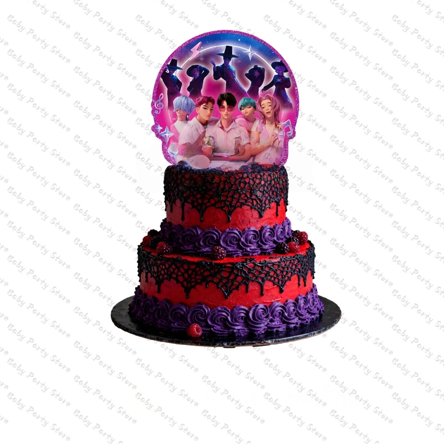 Demon Hunters Paper Cupcakes Topper Decor Birthday Cake Topper Set K-pop Anime Movie Demon Hunters Girls Party Cake Decora
