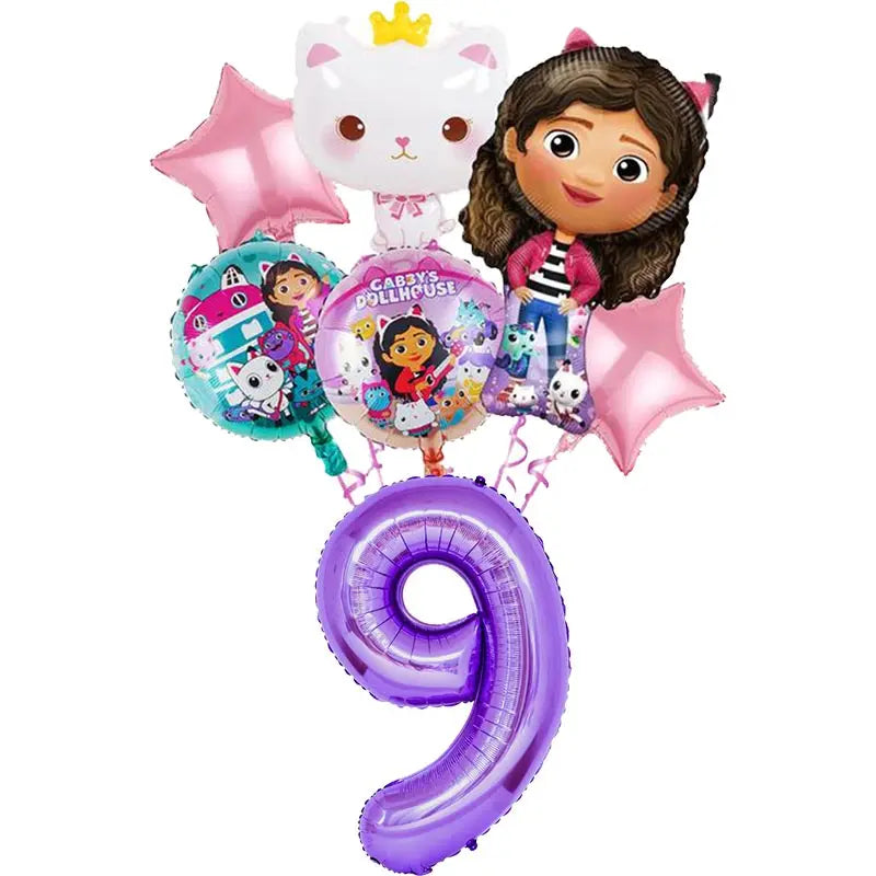 Disney Gabby Dollhouse Birthday Party Decoration Balloon Napkins Children's Disposable Tableware Theme Party Supplies Kids Gifts