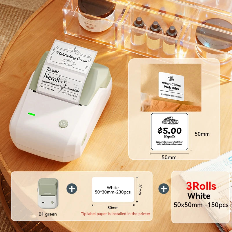 NIIMBOT B1 Portable Thermal Printer With Tapes 2 Inch Adhesive Label Printer Mini Bluetooth Sticker Maker Support Smartphones PC