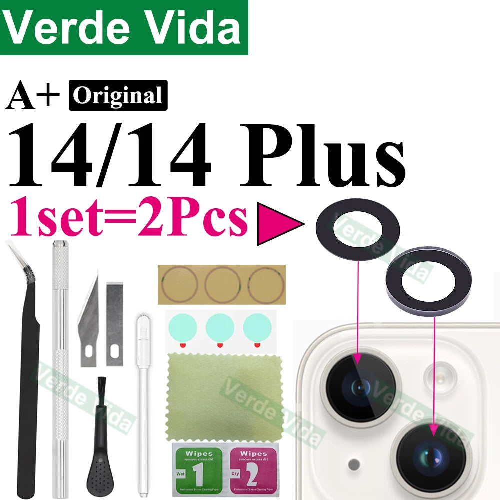 Original Back Camera Glass Replacement for iPhone 16 15 14 Pro Max 12 13 Mini 15 Plus Broken Camera Lens Repair Kits