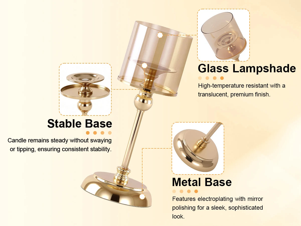 Glass Pillar Candle Holder Set Golden Silver Decorative Candlestick for Wedding Party Table Festival Decor 2026 New Fashion