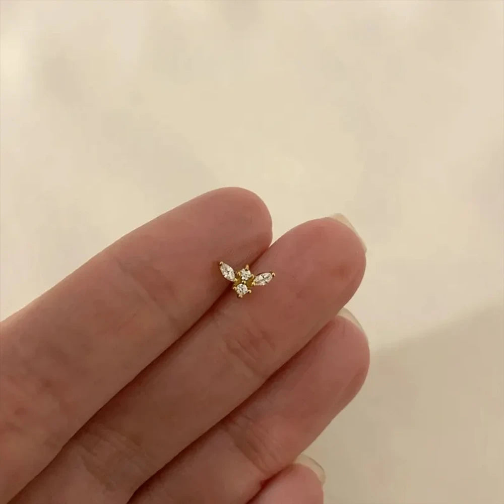 CANNER 1PC 925 Sterling Silver Smooth Love Butterfly Back Stud Earrings For Women Ins 18K Gold Plated Heart-Shape Earrings Gift