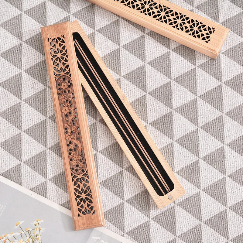 1PCS Natural Bamboo Board incense support rods stick stand box sahumerios holder Japanese Style Bamboo Incense Ash Catcher xx004