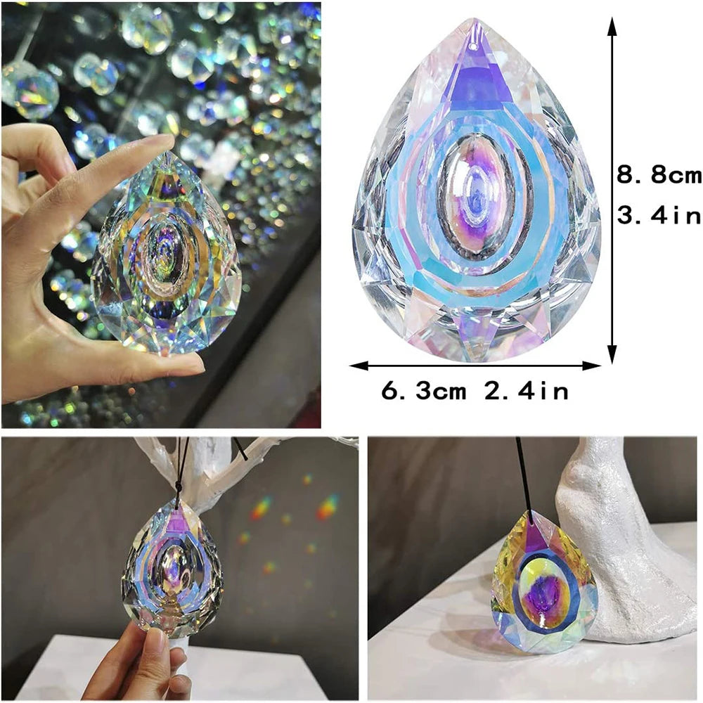 1PCs K9 Crystal Prism AB Clear Faceted Large Oval Chandelier Crystal Hanging Ornaments DIY Suncatcher Pendants Rainbow Maker