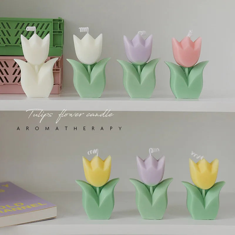 Creative Wedding Guest Gift Candles Tulip Flower Aromatherapy Candle Aesthetic Room Decor Aromatic Candles Girl Birthday gifts