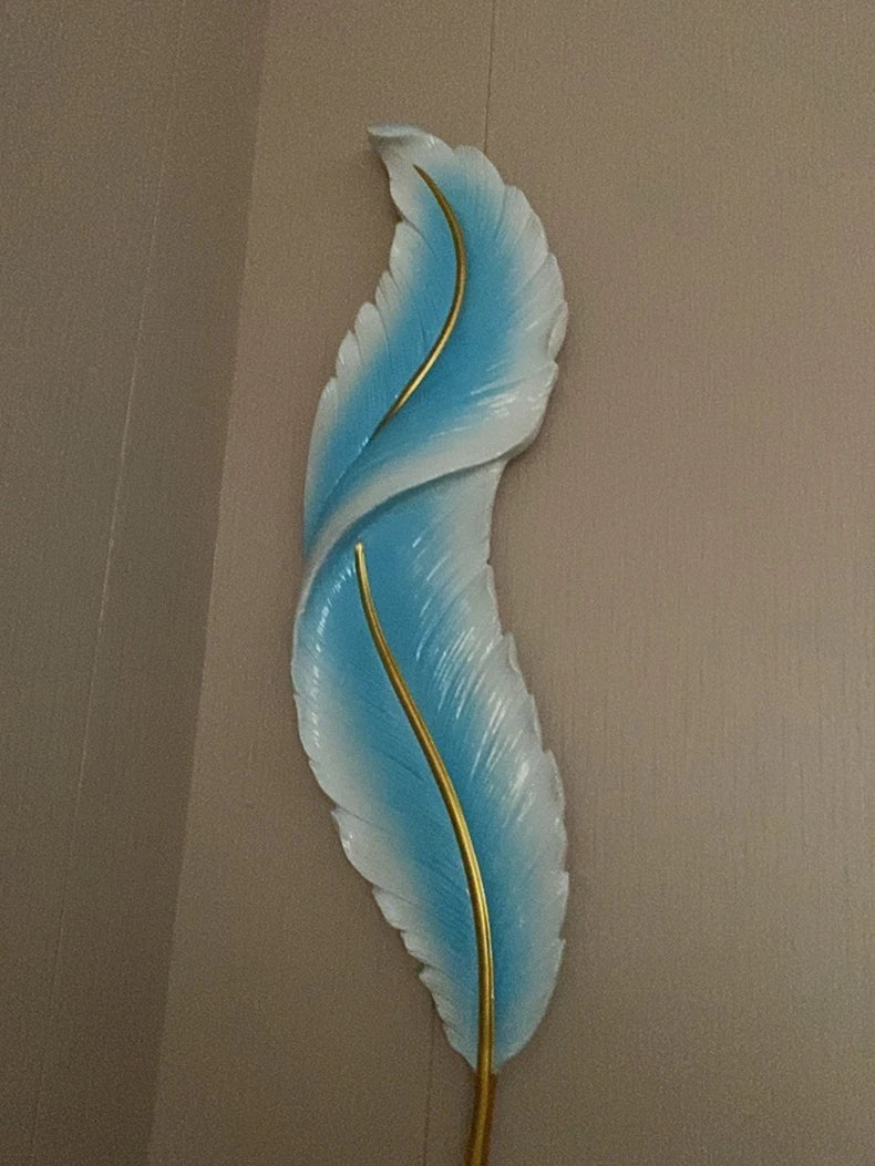 Nordic feather wall lamp, living room, bedroom, headboard, foyer, creative feather lamp, resin aisle, minimalist background ligh