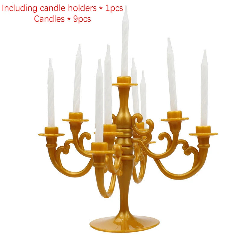 Ins Style Retro European Luxury Cake Decoration Candlestick Baking Birthday Party Wedding Small Plug-In Supplies Theme Girl