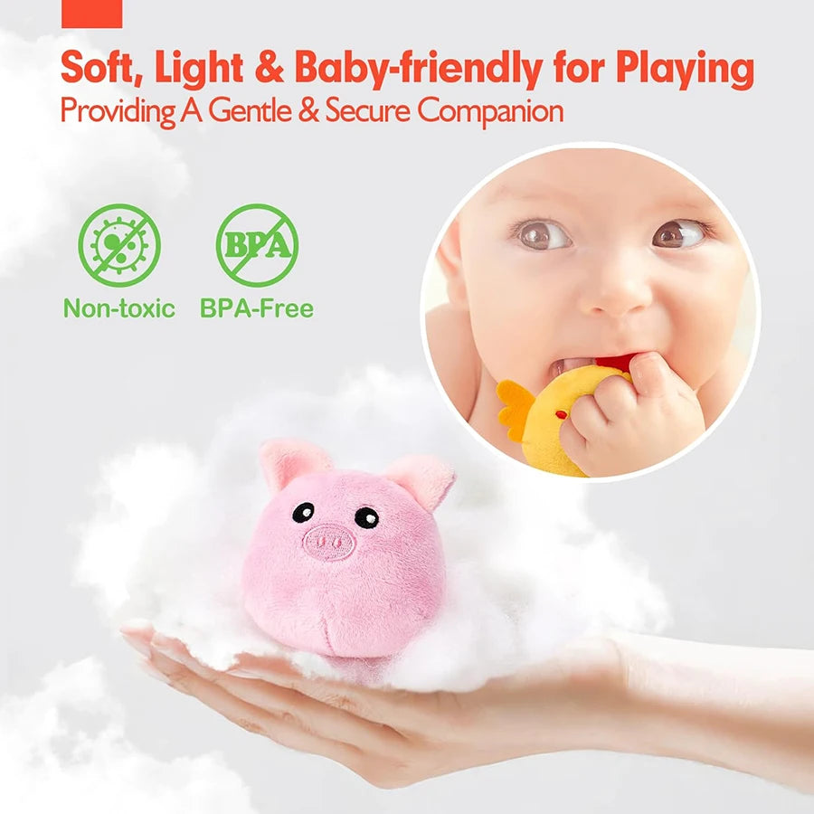 Baby Toys 6-12 Months Soft Baby Beehive with 5 Sensory Bee Rattle Mirror Crinkle Squeaker Busy Montessori Soft Toy for Toddlers