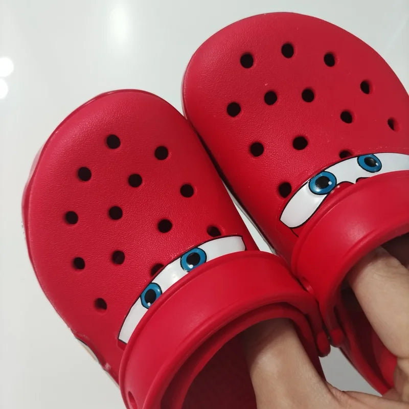 95 Automotive Theme Children Glowing Slippers Outdoor House Slippers Non-Slip Wear-Resistant Baotou Beach Sandals Practical Gift