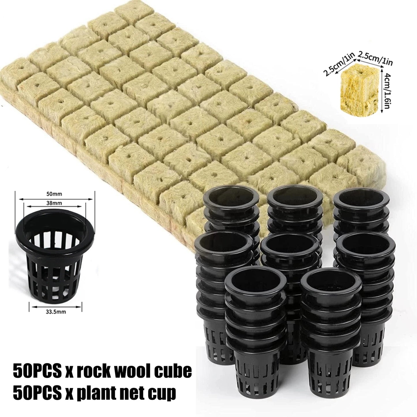 50/100/250Pcs Hydroponic Rockwool Growing Medium, Professional Soilless Cultivation Cubes for Seed Starting & Plant Propagation
