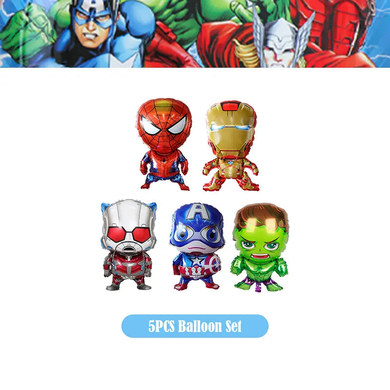 Happy Marvel Theme Avengers Birthday Decoration Set Cups Plates Tablecloth Masks Superhero Balloons Party Supplies Favors Gifts
