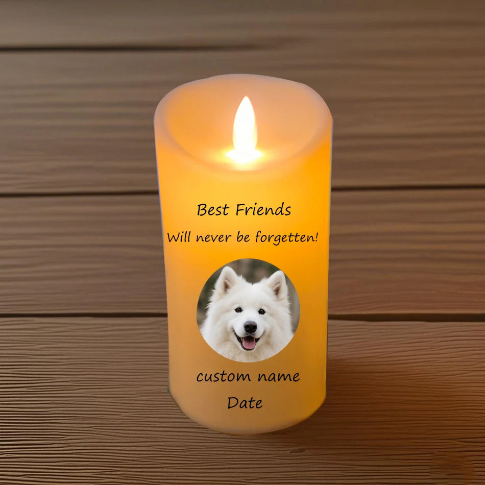 Creative DIY Candles Light With Personalized Photo and Text,Flameless And Battery Operated,Memoried Led Candle,D:7.5cm/H:15cm