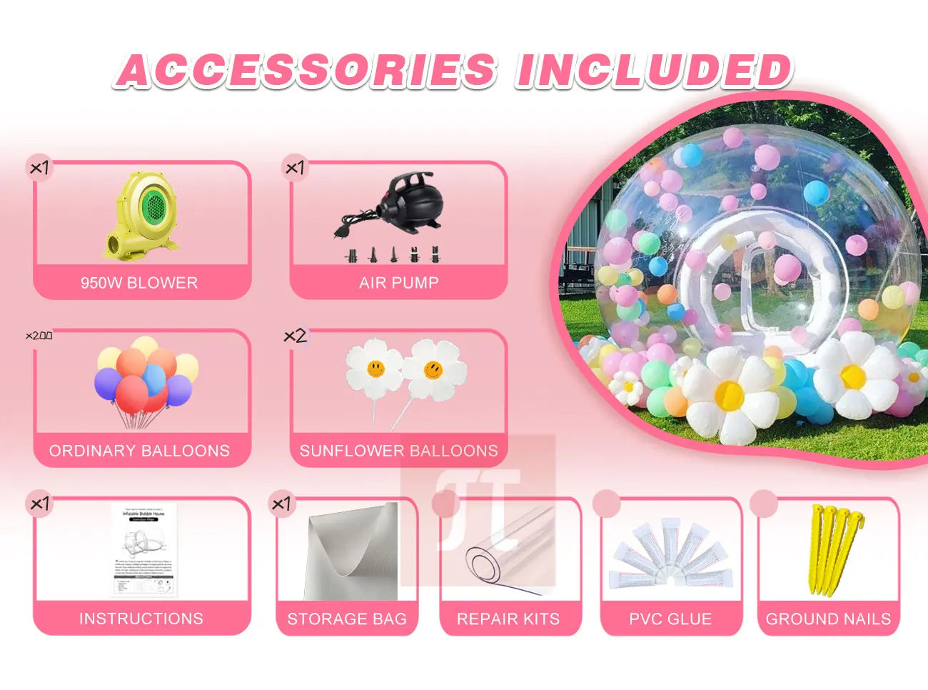 Inflatable Bouncy Bubble House Kids Play with Blower Balloon Transparent PVC Outdoor Dome Tent Bouncer for Chlidren Toys