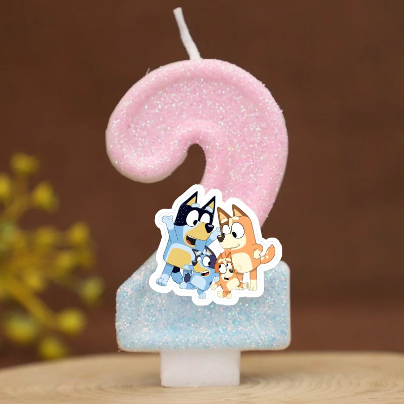 Cute Bluey Digital Dog Puppy Candle Number 0-9 Kids Birthday Cake Decoration Supplies Cartoon Anime Party Accessories Supplies