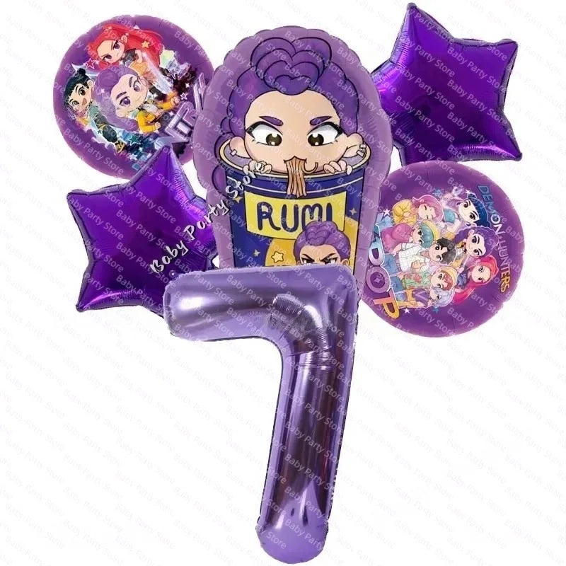 KPop Demon Hunter Theme 18-inch Cartoon Anime Foil Balloon Set for Baby Shower Supplies Kids Birthday Party Decorations Gifts