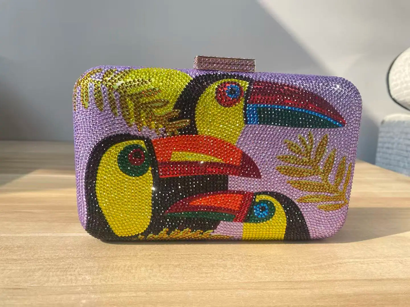 Novelty Toucan Bird Women Crystal Evening Bags Rhinestones Box Minaudiere Clutch Party Cocktail Handbag Diamond Chain Purse