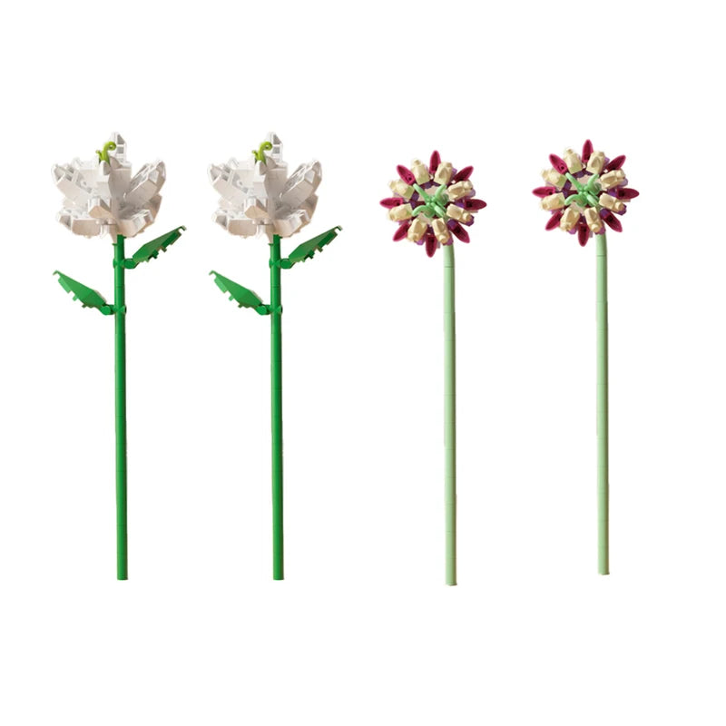 Simulation Flowers Micro Building Blocks Assembly Rose/Sunflower/Tulip/Orchid Eternal Bouquet Home Decor Bricks Toys Girl Gifts
