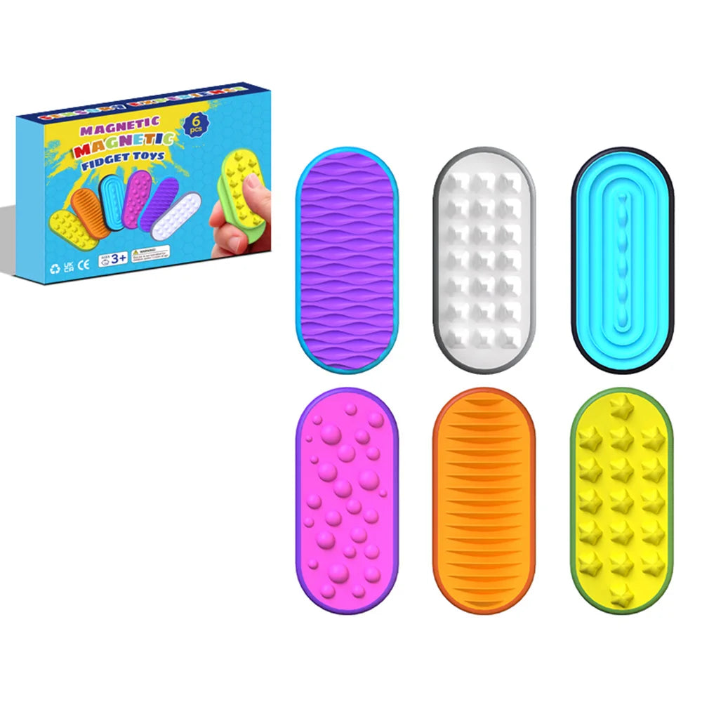 6/12/18PCS Silicone Sensory Strip Fidget Toys Kids Autism Decompression Calming Fidgeting Toy Adults  Anxiety Relief Sensory Toy
