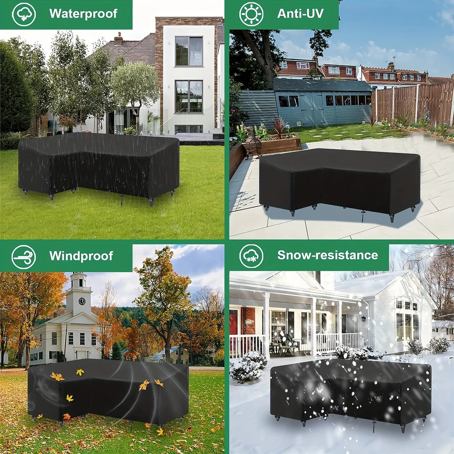 V-shaped Outdoor Furniture Cover Anti-UV Windproof Sofa Protective Cover Polyester Waterproof Outdoor Sofa Cover
