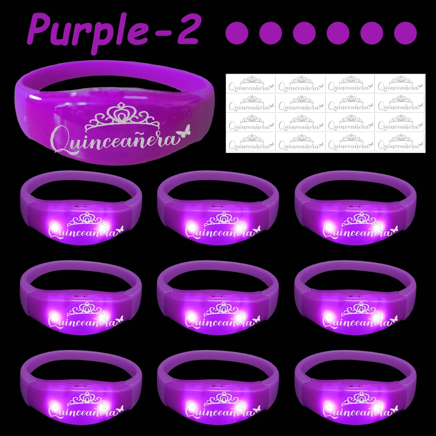 30-200Pcs Quinceanera Music & Sound Activated LED Bracelet Glow Recuerdos Para 15 Años XV Quinceañeras decorations Party Favors