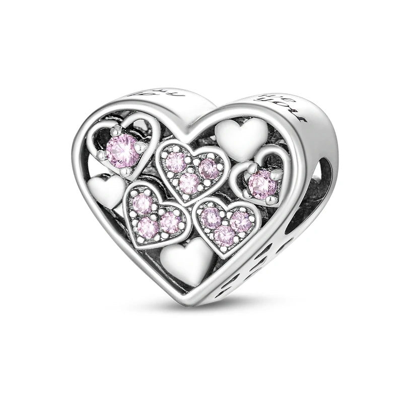 925 Sterling Silver Pink Series Charms Bow Tie Girl Cake Princess Beads Pendant Fit Original Bracelet DIY Jewelry Gift For Woman