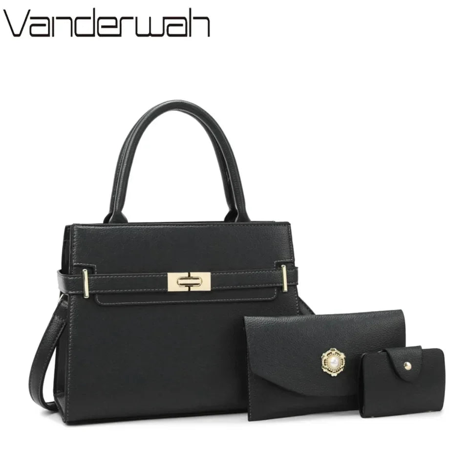 3 Sets Or 1 Big Bag Women's Handbag Large Capacity Bags Luxury Shoulder Crossbody Bags Small Coin Purse Quality Leather Sac Hot
