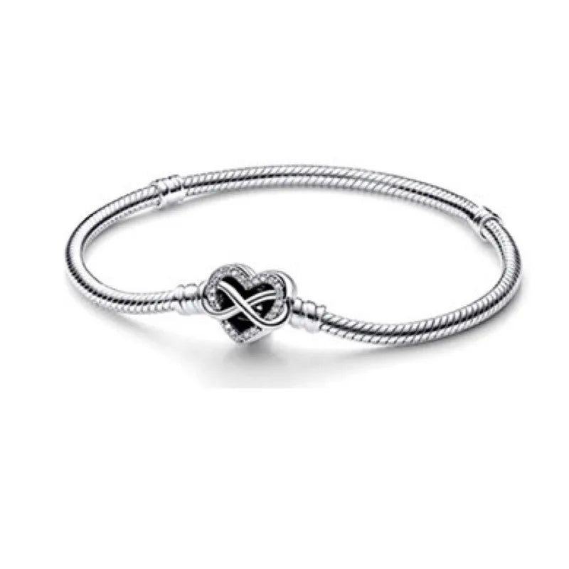 Original hot selling 925% sterling silver fashionable round heart snake bone bracelet for women DIY luxury jewelry gift making
