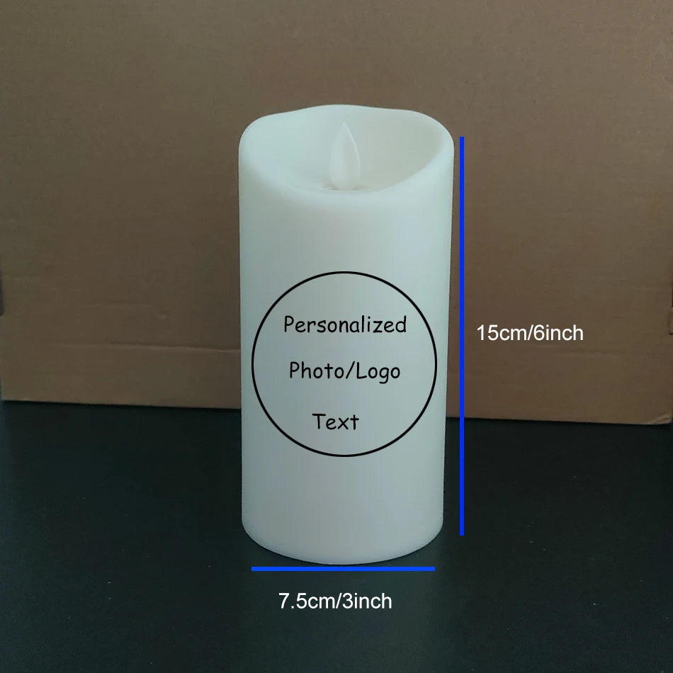 Creative DIY Candles Light With Personalized Photo and Text,Flameless And Battery Operated,Memoried Led Candle,D:7.5cm/H:15cm