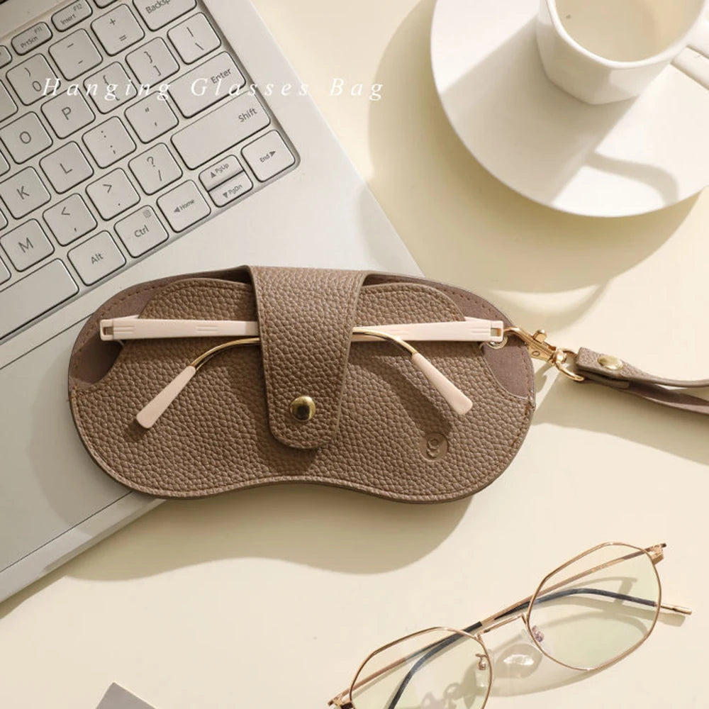 Soft Lychee Pattern Pu Leather Glasses Bag Retro Sunglasses Case Portable Myopia Frame Case Simple Eyeglasses Bag