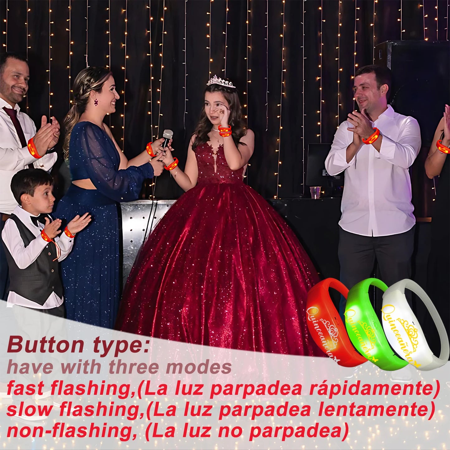 30-200Pcs Quinceanera Music & Sound Activated LED Bracelet Glow Recuerdos Para 15 Años XV Quinceañeras decorations Party Favors