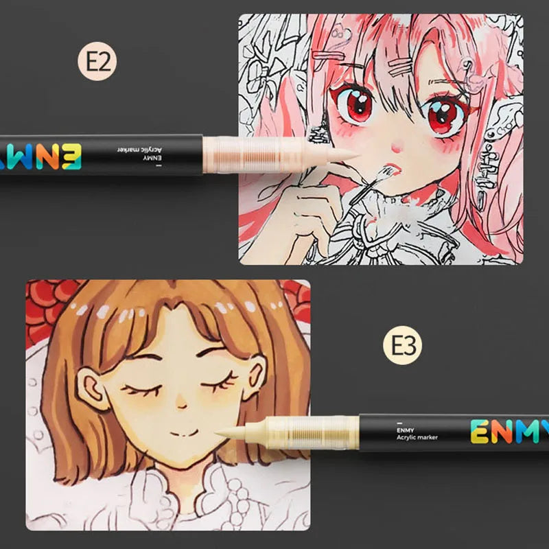 ENMY Acrylic Paint Markers Pen Soft Head Direct Liquid Graffiti Painting QuickDry Pigments Art Supplies for Felt