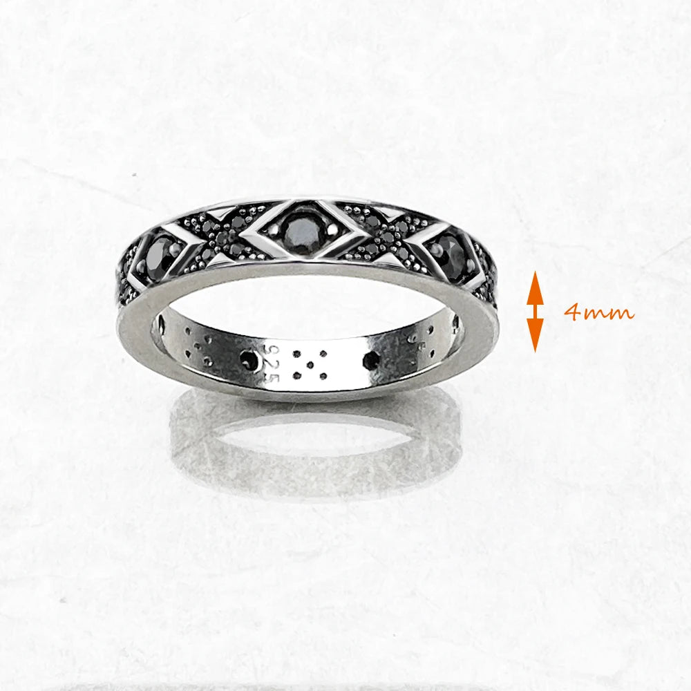 Ring Black Asian Ornament Europe Style Ethnic Fine Jewelry For Women Men Summer Brand New Pure 925 Sterling Silver Gift