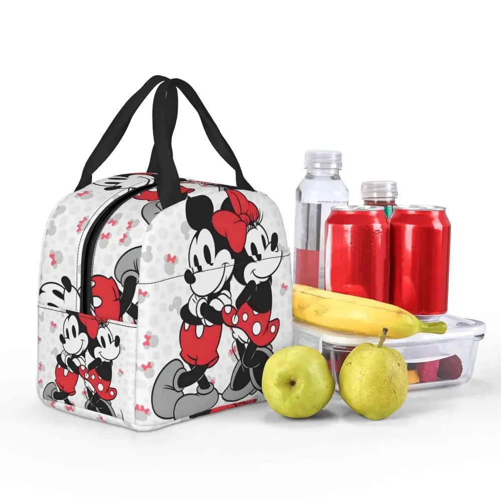 Custom Mickey Pink Minnie Mouse Lunch Bag Women Creative Design Cooler Warm Insulated Lunch Box for Kids School