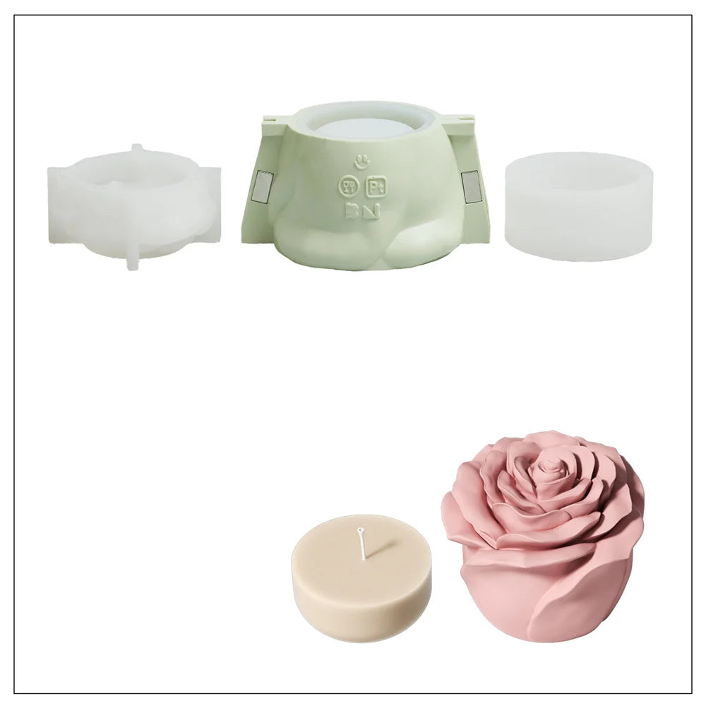 Nicole Eternal Rose Candle Jar Concrete Mold Candle Refill Silicone Mold DIY Handmade Gifts Tools Home Decor