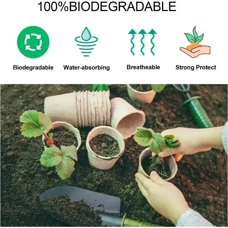Peat Pots Biodegradable Transplanters Pulp Paper Flower Plant Seedlings Pots Seed Germination Tray Eco Garden Starter Kit