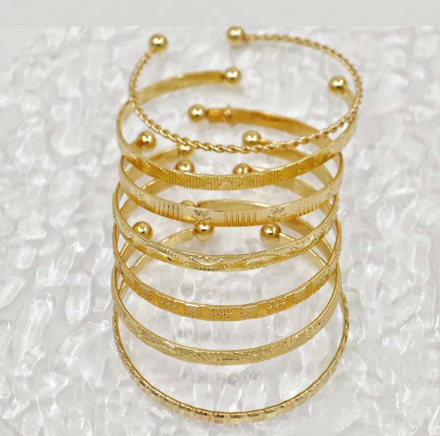 7Pcs Retro Metal Wire Bangles High Quality Exaggerated Open Bracelets Fashion Jewelry For Women Party Daily Wear