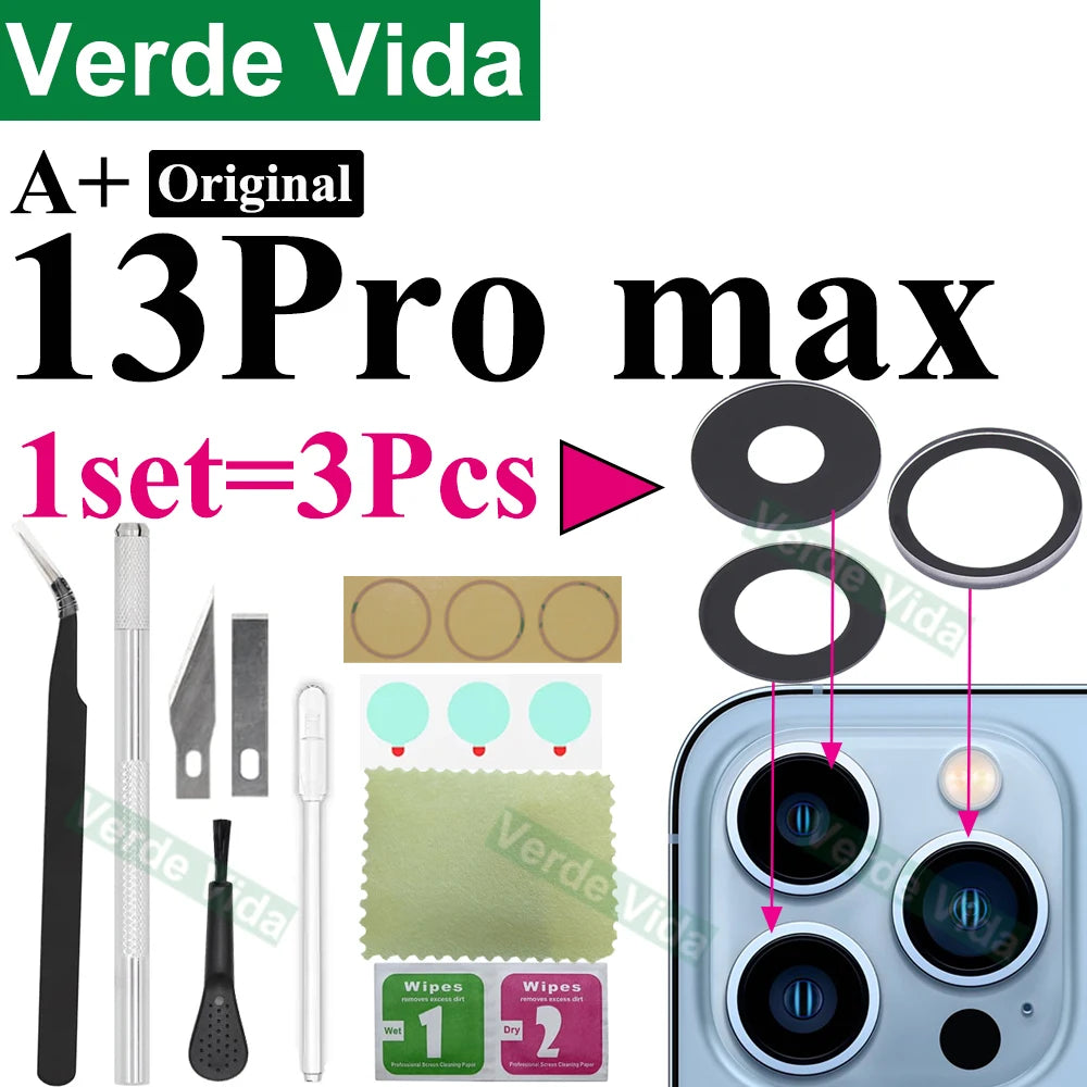 Original Back Camera Glass Replacement for iPhone 16 15 14 Pro Max 12 13 Mini 15 Plus Broken Camera Lens Repair Kits