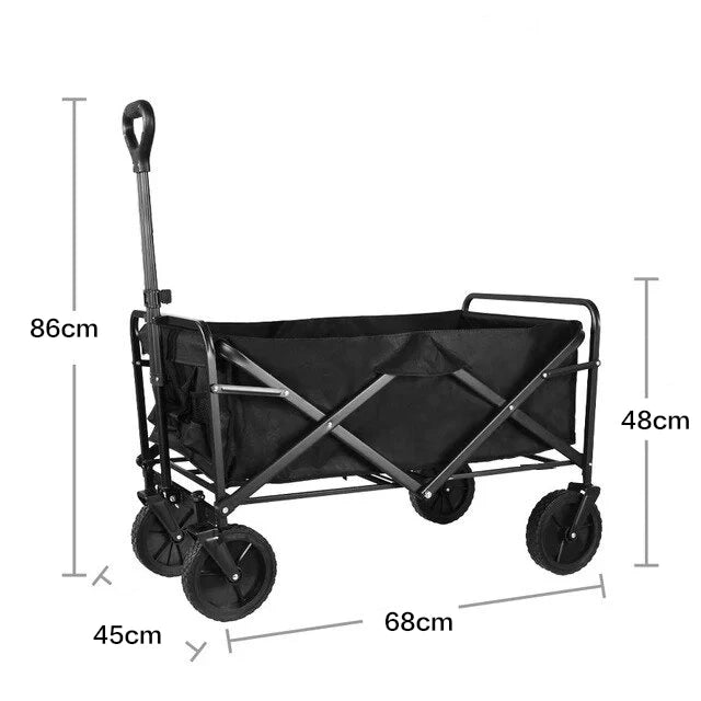 Collapsible Folding Utility Beach Cart Wagon Heavy Duty Large Capacity Fold Wagon Ourdoor Trolley Portable Garden Camping Cart