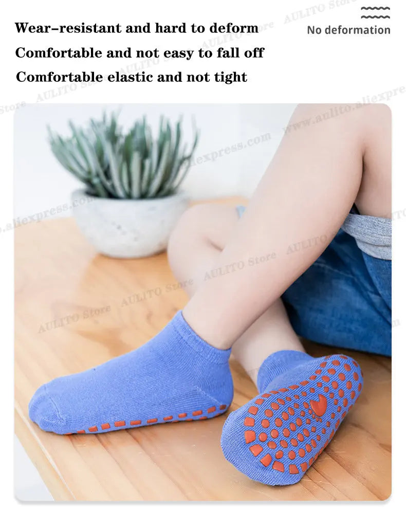 Kids Adults Anti-Slip Floor Socks Parent-Child Trampoline Cotton Breathable Socks Elasticity Sports Boys Girls Outside Children