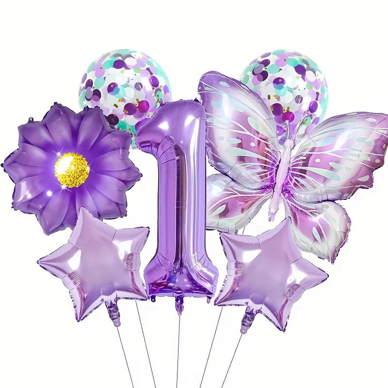 Purple Butterfly Party Decoration Disposable Paper Plates Napkins Cups Straw Tableware Set for Butterfly Birthday Party