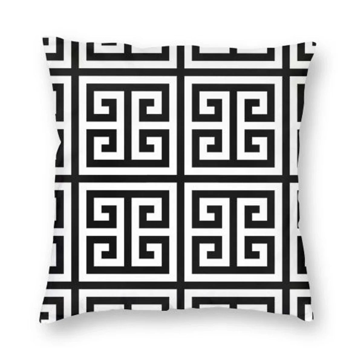 Greek Key Meander Black Gold Large Pillowcase Soft Cushion Cover Decoration Throw Pillow Case Cover Home Square 45X45cm