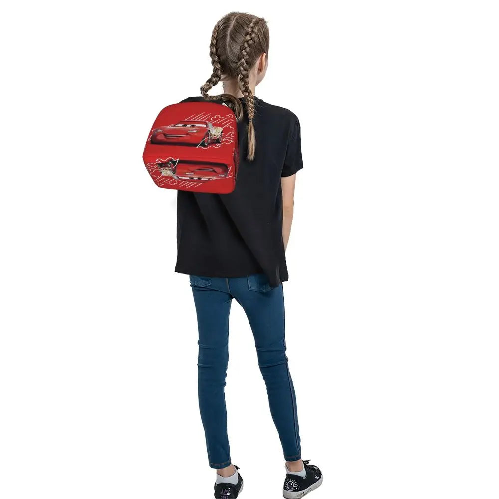 Custom Car 95 Lightning Mcqueen Insulated Lunch Bag for Women Resuable Racing Car Thermal Cooler Bento Box Office Picnic Travel