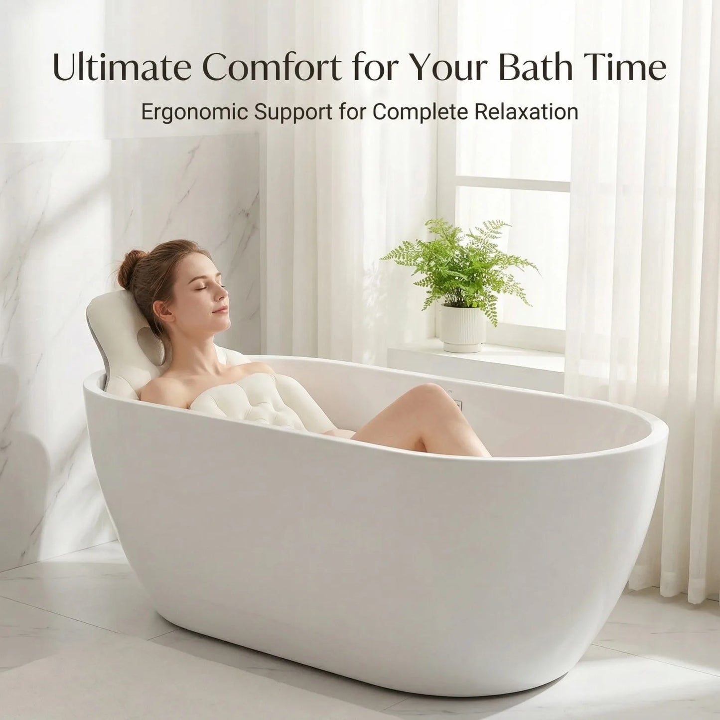 Non-Slip Bath Pillow with Air Mesh Neck Head And Back Support for Bathtub Universal Anti-Slip Mop Support Suciton Cup