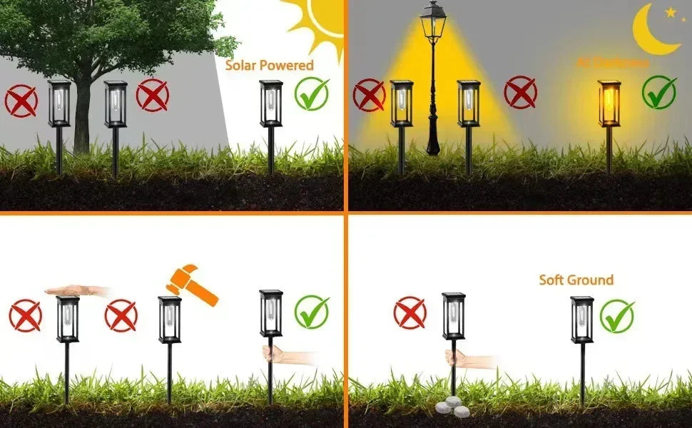 Waterproof LED Solar Lights for Garden Yard Driveway - Automatic Pathway Lighting Outdoor Landscape Lighting Auto On/Off at Dusk