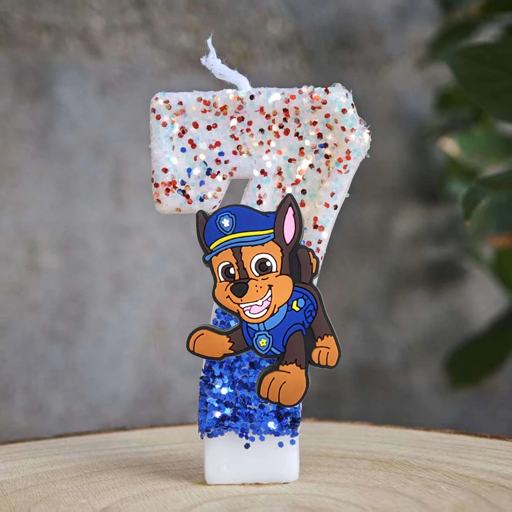 Paw Patrol Candle 0-9 Number Candle Paw Patrol Cartoon Character Party Cake Plug-in Birthday Cake Decoration Baby Shower Gift