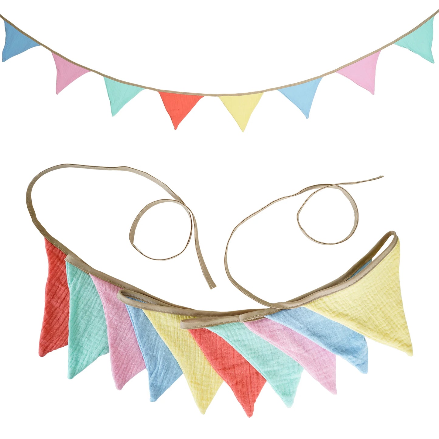 2.6M Nursery Fabric Bunting 10 Triangle Pennant Flags Party Decor Banner Home Baby Shower Carnival Garland