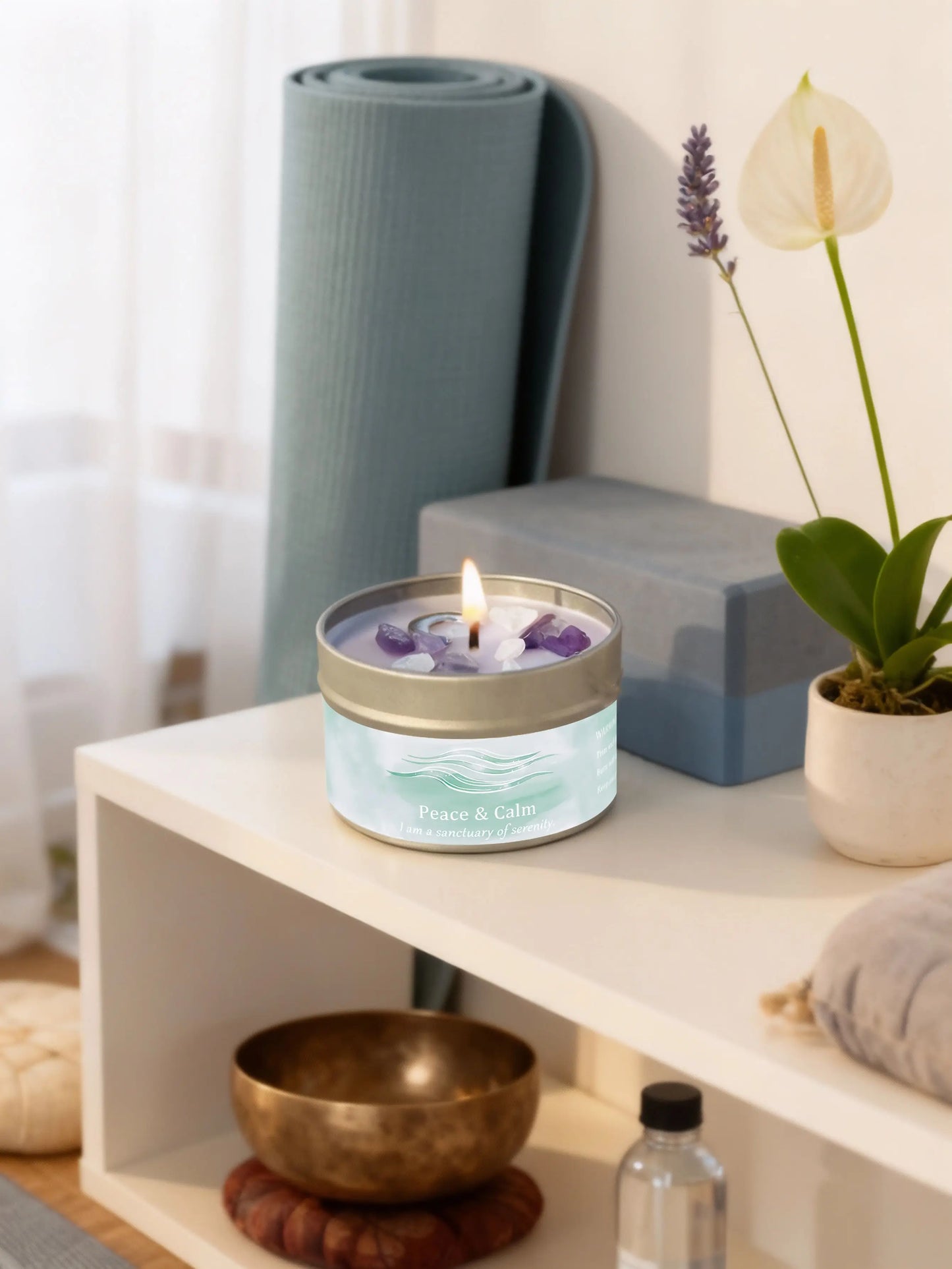 Scented Candles-3oz,Lavender&Chamomile Aroma with Healing Crystals, Great for Holiday Gifting Christmas/Halloween & Home Decor