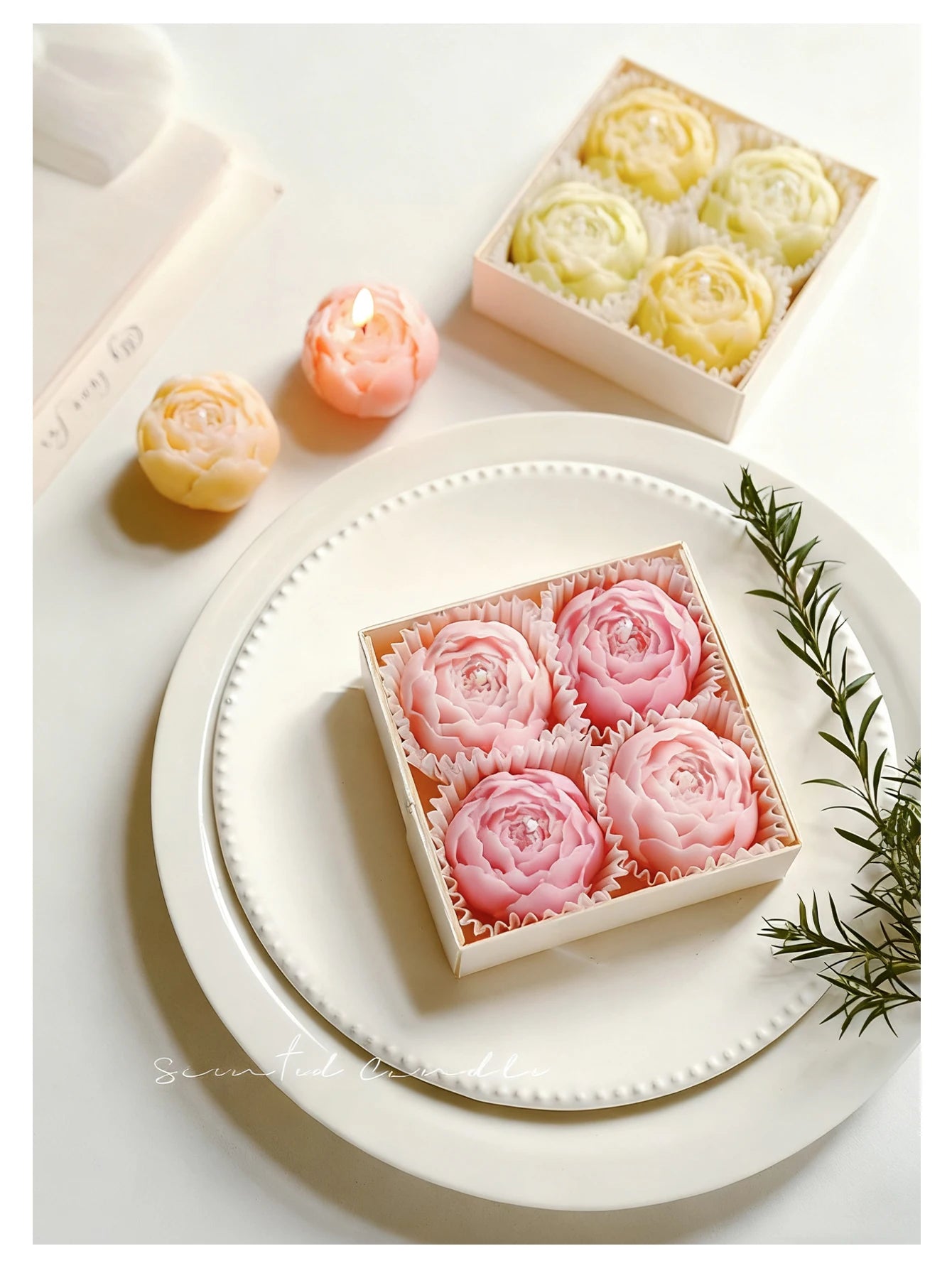 4-Pack Rose Scented Candle Gift Set ,Handmade, Elegant Room Decor, Gifts for women(Birthday/Valentine's Day/Wedding/Anniversary)