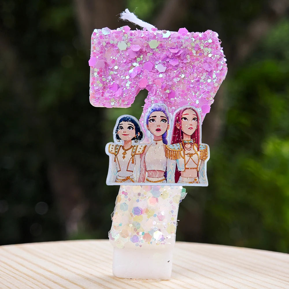 Kpop Demon Hunters Candle Number 0-9 Soccer Candle Cake Decoration Birthday Party for Kids Baby Shower Decor Gift